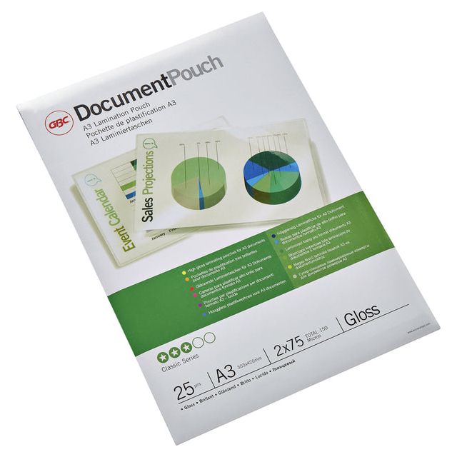 GBC - Document lamineerhoes ft A3, 150 micron (2 x 75 micron), pak van 25 stuks