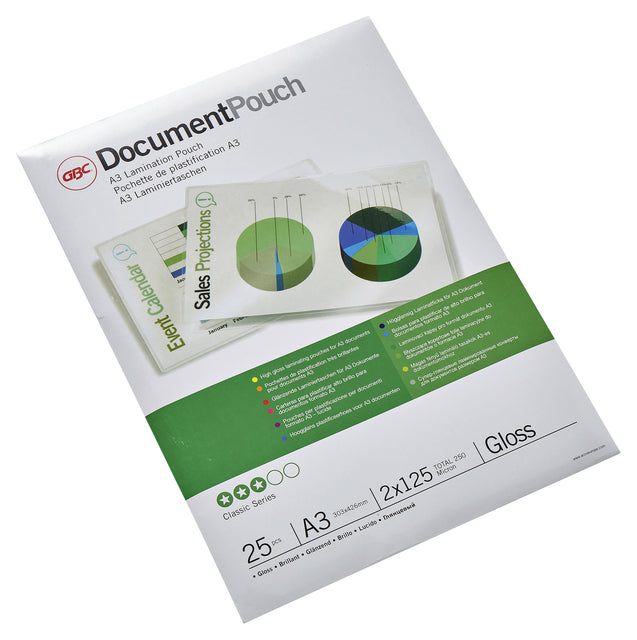 GBC - Document lamineerhoes ft A3, 250 micron (2 x 125 micron), pak van 25 stuks