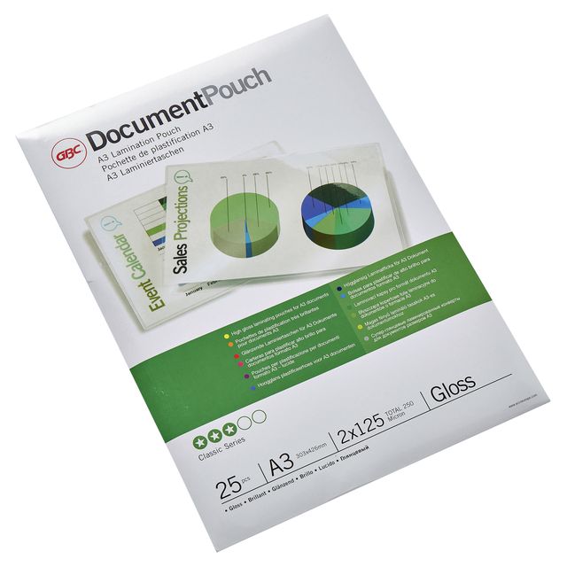 GBC -  Document Lamineerhoezen A3 2x125 micron Glanzend (25)