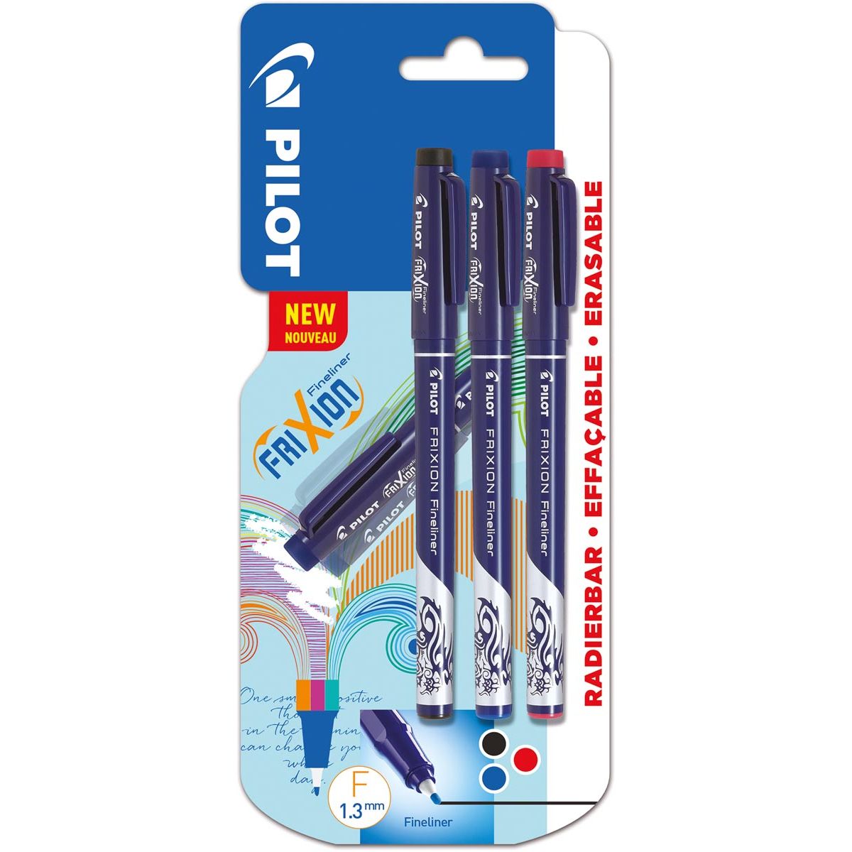 Pilot - fineliner Frixion Basic, geassorteerde kleuren, set van 3 stuks