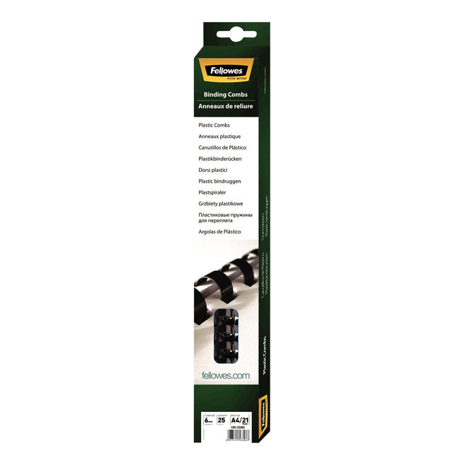 Fellowes - Binding Rids, pack de 25 pièces, 6 mm, noir