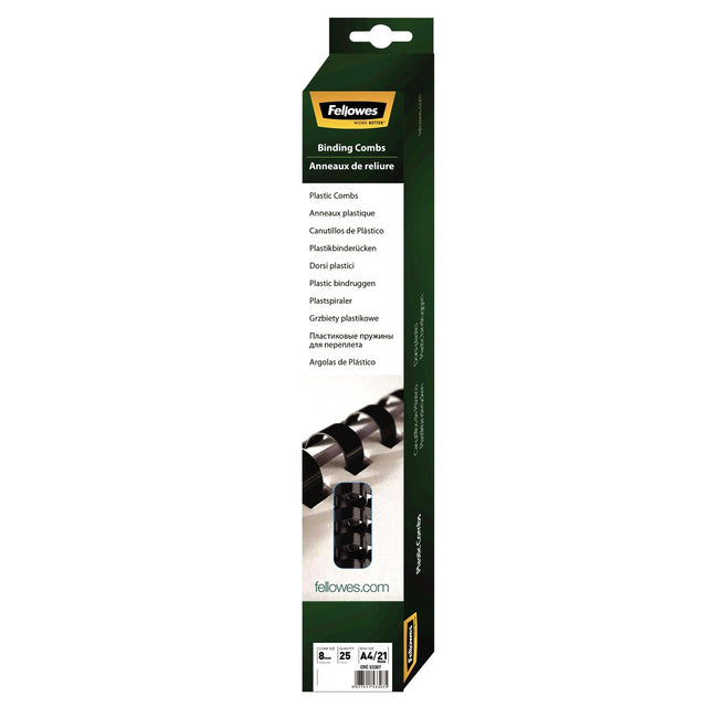 Fellowes - Bindrug 8mm 21rings A4 wit 25 stuks