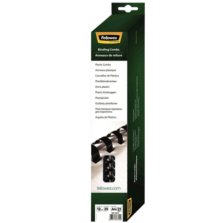 Fellowes -  Bindrug  12mm 21rings a4 zwart