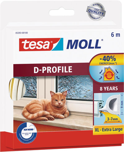 Tesa - Guarnizione moll® profilo D in gomma 6mx7mm bianca