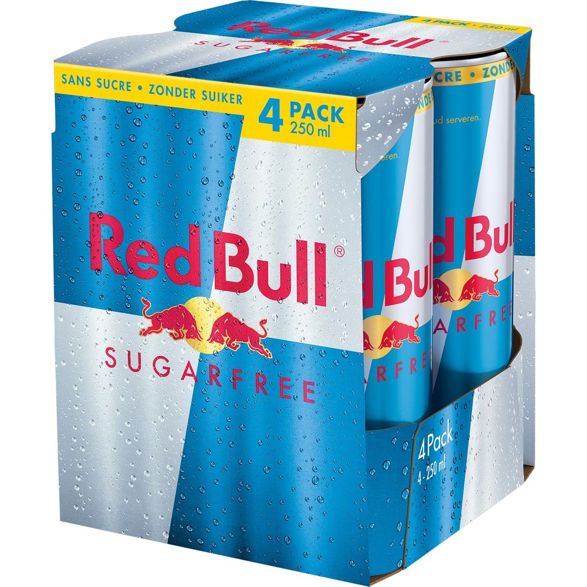 Red Bull - energiedrank, sugarfree, blik van 25 cl, pak van 4 stuks