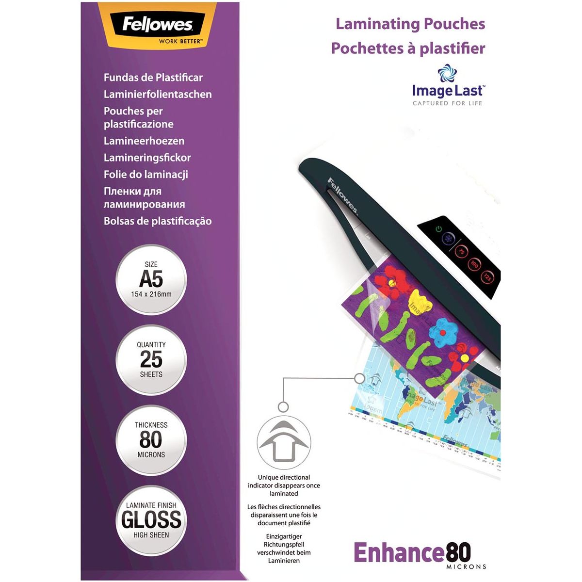 Fellowes - Lamining Cover Enhance 80 ft 154 x 216 mm, 160 Mikron (2 x 80 Mikrometer), Packung von 25 Teilen