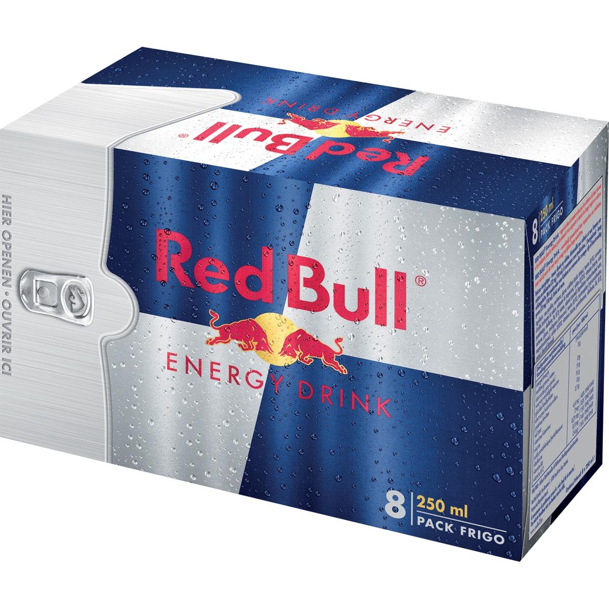 Red Bull - energiedrank, regular, blik van 25 cl, pak van 8 stuks