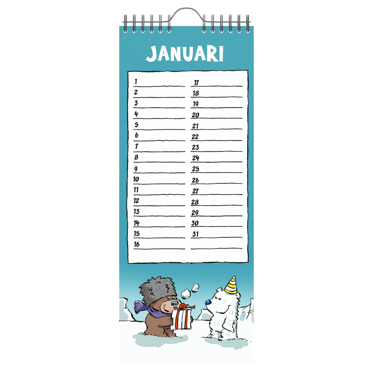 Ritstier -  Verjaardagskalender lannoo  130x325 blauw