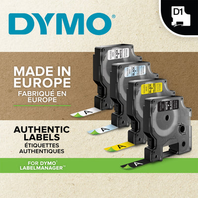 Dymo -  Labele  labelmanager d1 12mmx7m zwart | 5 stuks