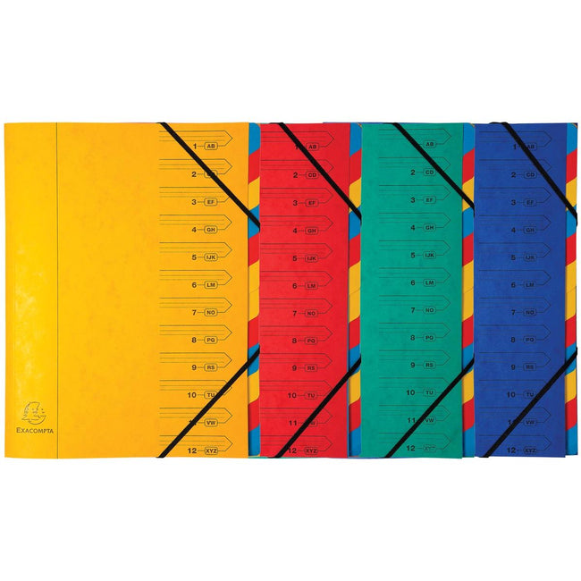 Exacompta -  Sorteermap 12-delig, geassorteerde kleuren