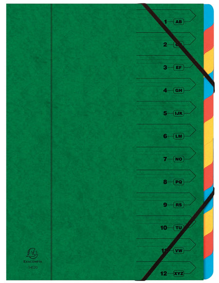 Exacompta - Cartella di smistamento 12 parti, verde
