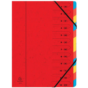 Exacompta - Sortiermappe 12-teilig, rot