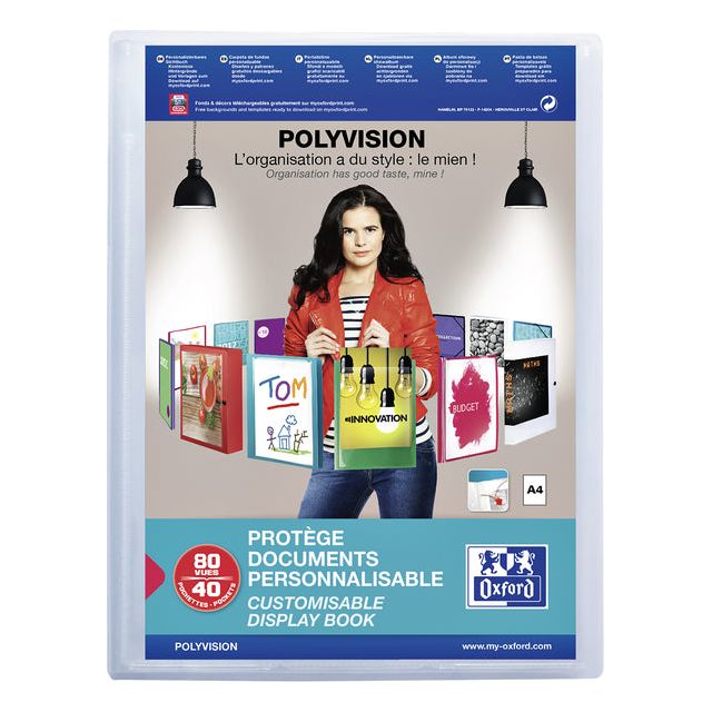 Oxford - lbum Polyvision A4 40-tassen PP transparant | 12 stuks