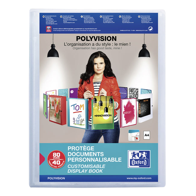 Oxford - lbum Polyvision A4 40 bolsas PP transparente | 12 piezas