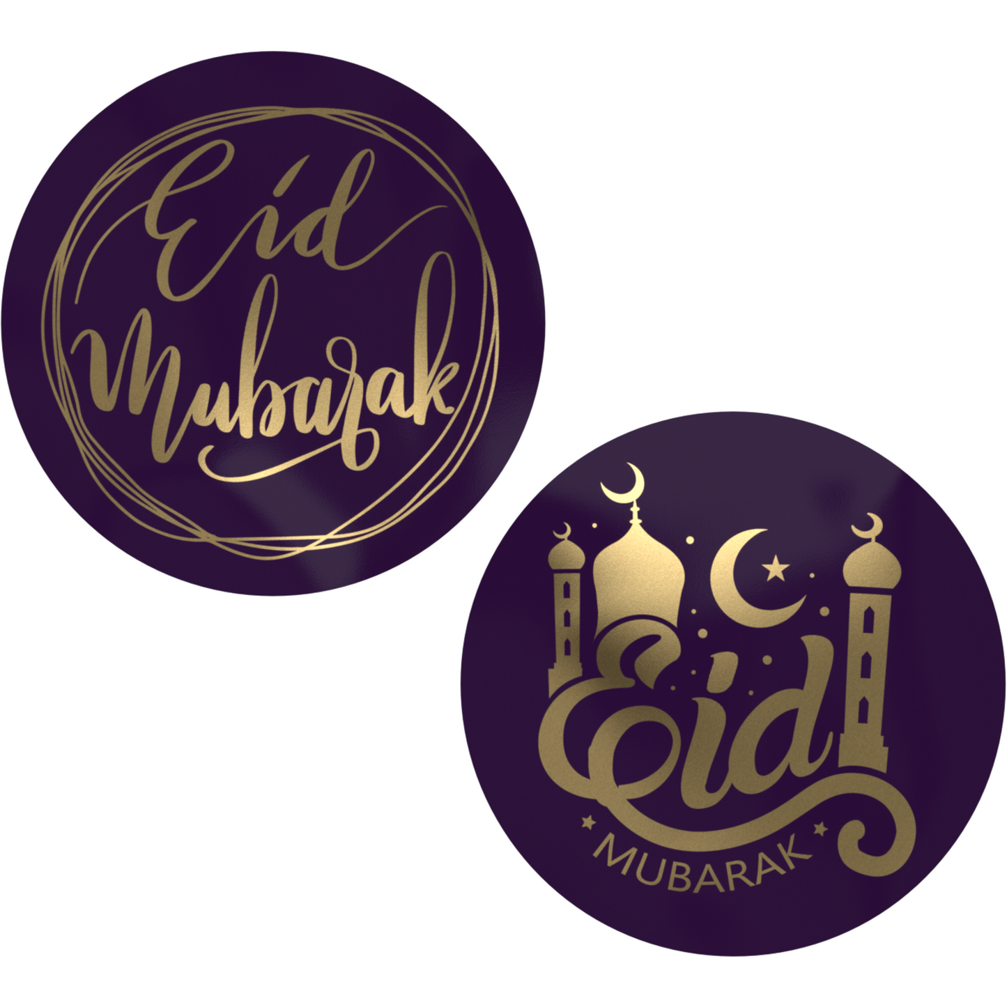 Klika - Étiquette | Étiquette de cadeau papier Eid Mubarak | ∅45 mm | Assorti | Rouler à 500 pièces