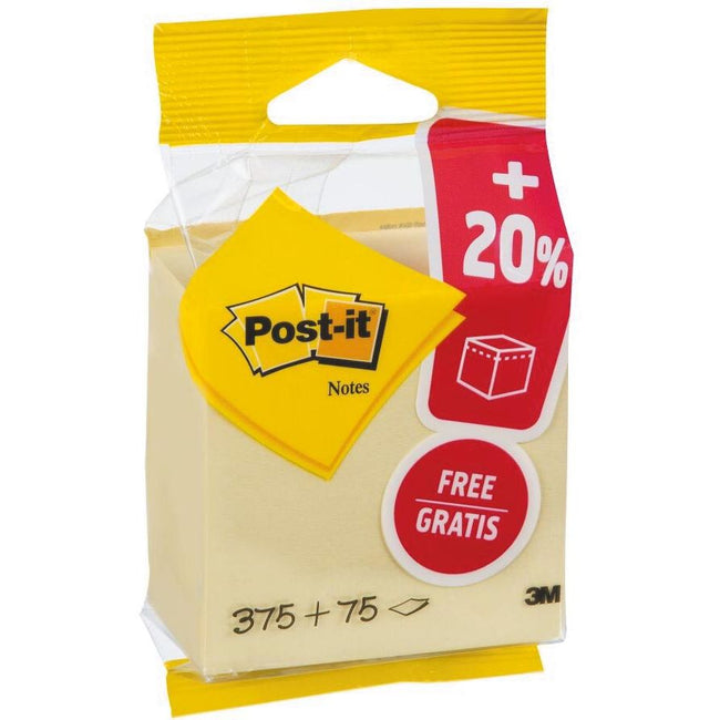 Post-it -  Notes kubus ft 76 x 76 mm, geel, blok van 450 vel, op blister