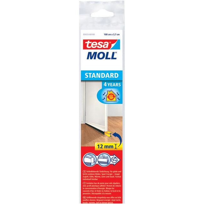 Tesa - Moll Standard dorpelstrip voor effen vloer, 1 m x 37 mm, wit