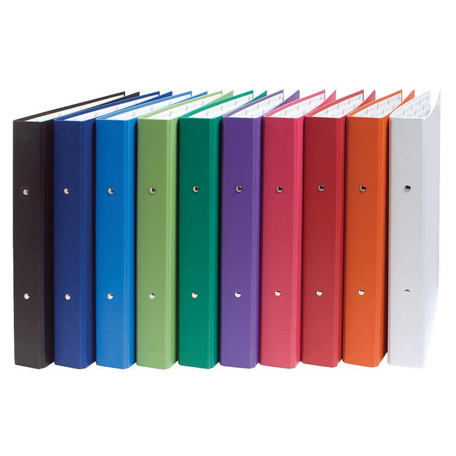Exacompta - Classeur à anneaux coloris assortis : blanc, orange, rouge, rose, violet, vert, vert clair, bleu, foncé