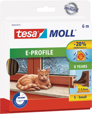 Tesa -  Moll Classic tochtstrip E-profiel, 6 m, bruin