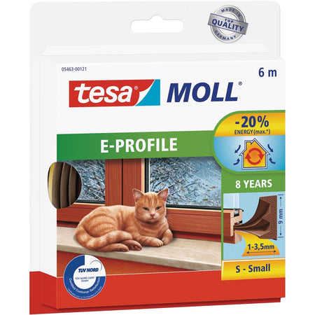 Tesa - Burlete moll® perfil E goma autoadhesivo 6mx9mm marrón