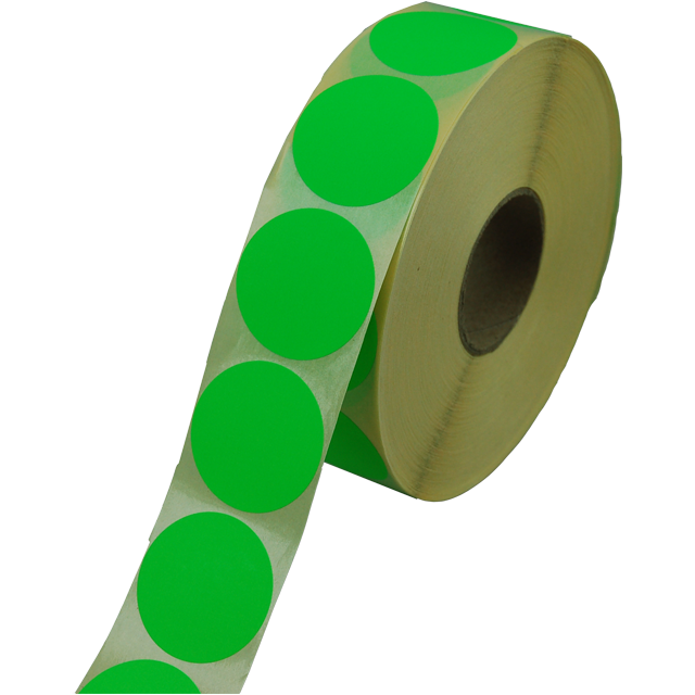 Klika - Étiquette | Etiquette publicitaire | papier | permanent | ∅35mm | fluoré/vert | rouleau de 2000 pièces