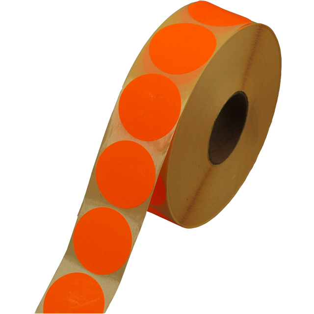 Klika - Label | Werbeetikett Papier dauerhaft ∅35mm | Fluor/Orange | Rollen Sie bei 2000 Teilen