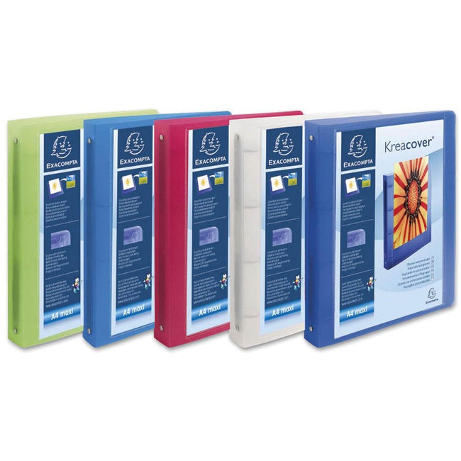 Exacompta -  Personaliseerbare ringmap Kreacover 2 ringen, 5 geassorteerde kleuren: turkoois, groen, roo...