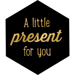 Klika - Etiqueta | papel | Pequeño regalo para ti | 50x43mm | negro/oro | rollo de 500 piezas