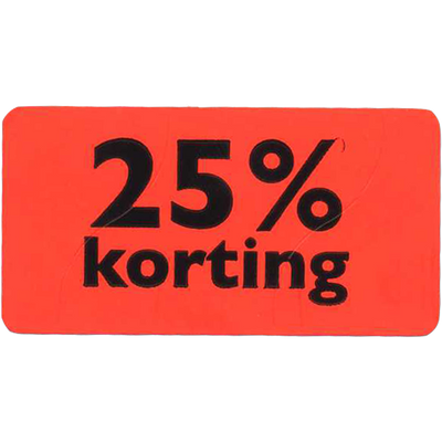 Klika - Etiqueta | Etiqueta publicitaria | papel | 25% de descuento | permanente | 47x25mm | fluorescente/rojo | rollo de 1000 piezas