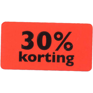 Klika -  Etiket | Reclame-etiket | papier | 30% korting | permanent | 47x25mm | fluor/rood | rol à 1000 stuks