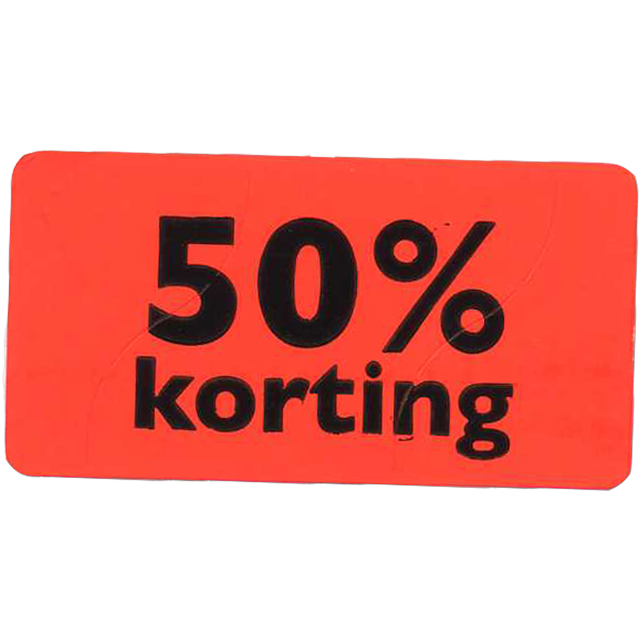 Klika - Étiquette | Etiquette publicitaire | papier | 50% de réduction | permanent | 47x25mm | fluorescent/rouge | rouleau de 1000 pièces