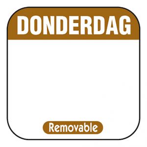 Timmers - Day label writable size. 25x25mm 500 pieces label THURSDAY
