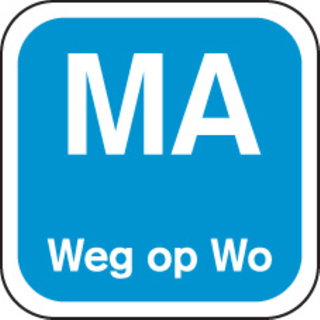 Klika - Label | MA weg op | papier | afwasbaar | 19x19mm | blauw | rol à 1000 stuks