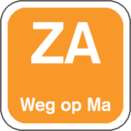 Klika -  Label | ZA weg op | papier | afwasbaar | 19x19mm | oranje | rol à 1000 stuks