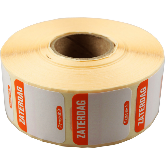 Klika - Label | Tagetikett Za | Papier schreibbar 25x25mm | Orange | Rollen Sie bei 1000 Stücken