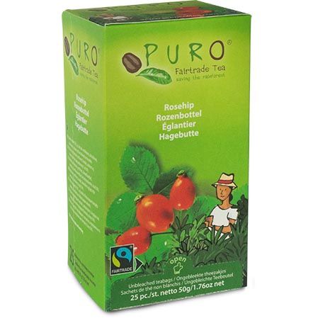 Puro - Thé à la Rose Musquée bio, commerce équitable, paquet de 25 sachets