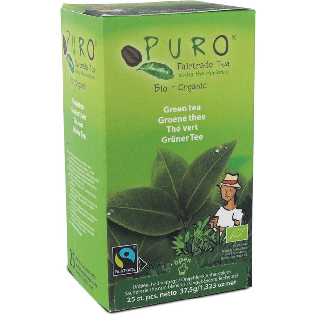 Puro - Puro Bio Tea, Green Tea, Fair Trade, pack de 25 sacs