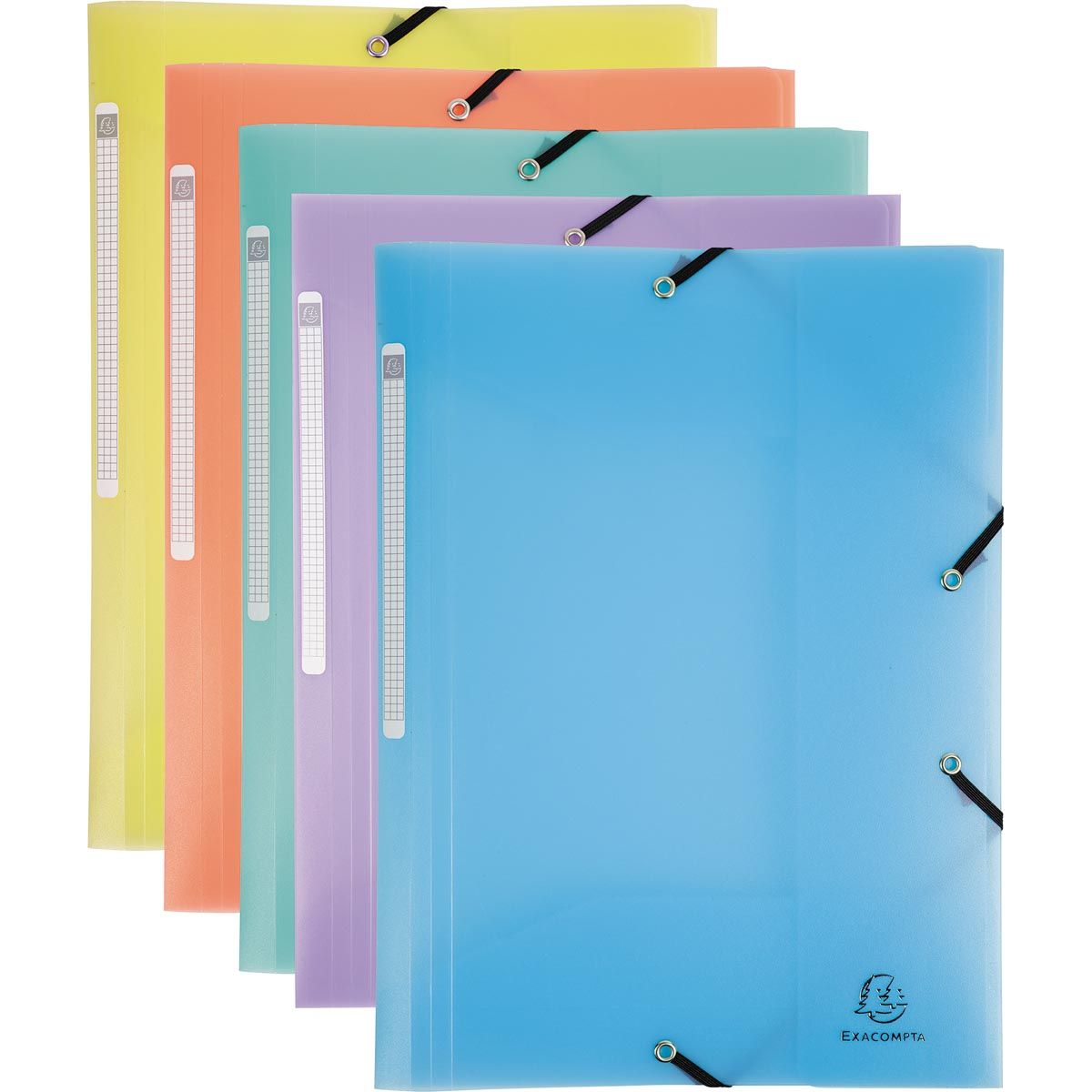 Exacompta -  Chromaline elastomap met 3 kleppen, met rugetiket, geassorteerde pastelkleuren
