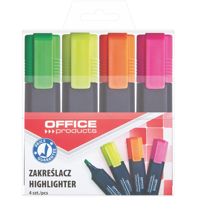 OFFICE products -   markeerstift, 1-5 mm, geassorteerde kleuren, etui van 4 stuks