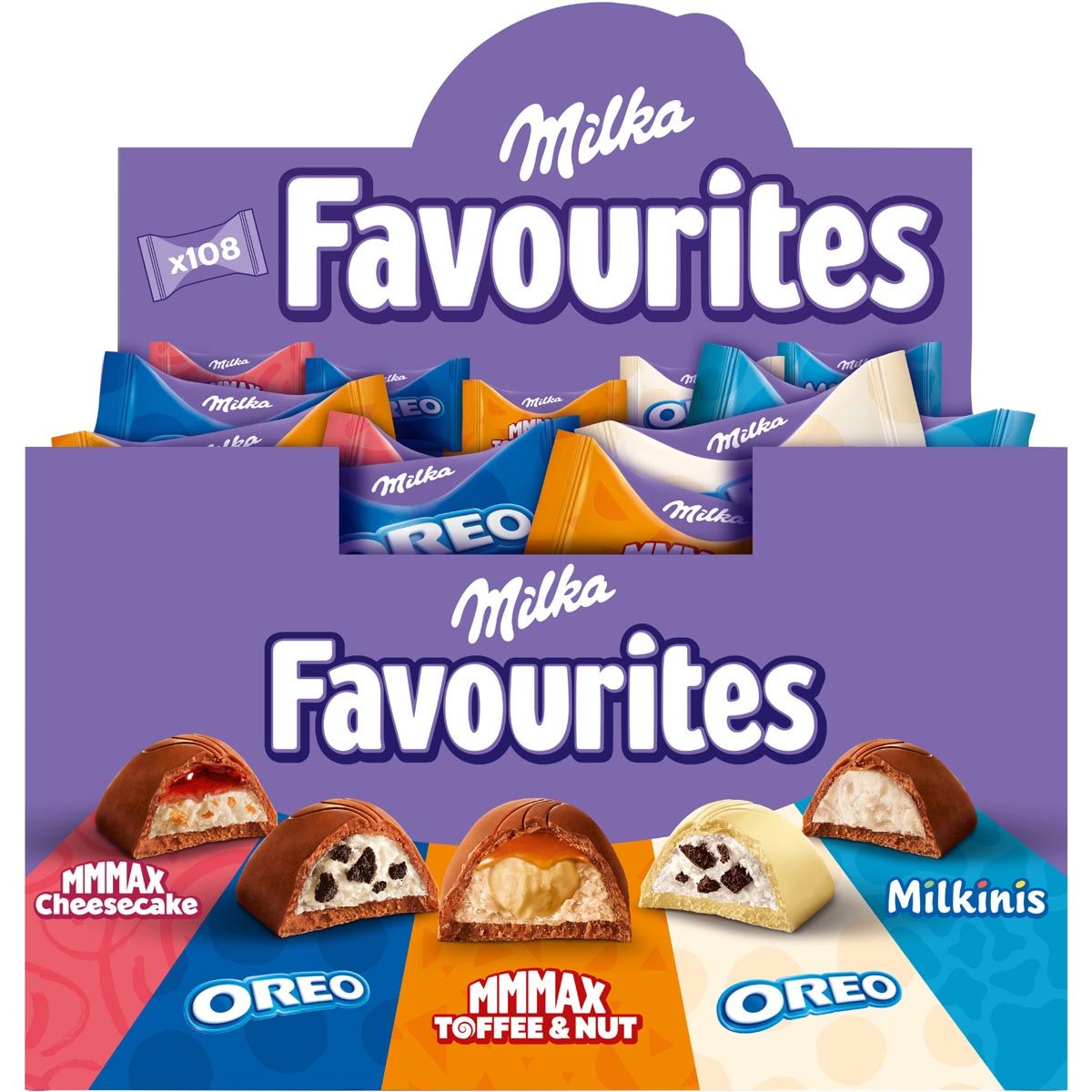 Milka - Favourites chocolade, doos van 108 stuks (1 kg)