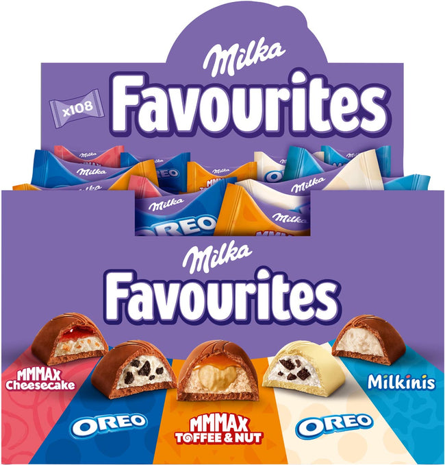 Milka - Favourites chocolade, doos van 108 stuks (1 kg)