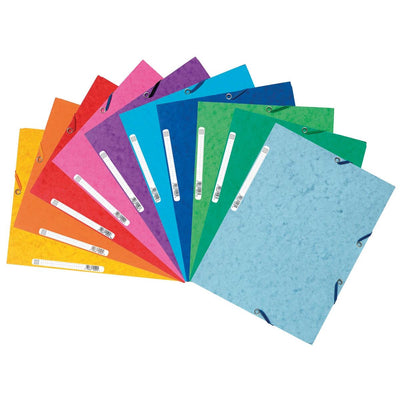 Exacompta - elasto folder, 3 flaps, ft A4, assorted colours, pack of 10