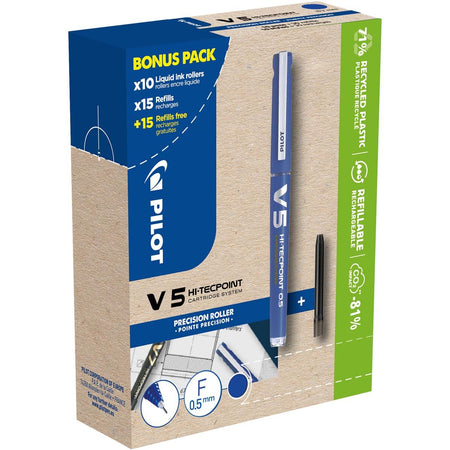 Pilot -  Hi-Tecpoint V5, 10 rollers + 30 vullingen, fijn, blauw