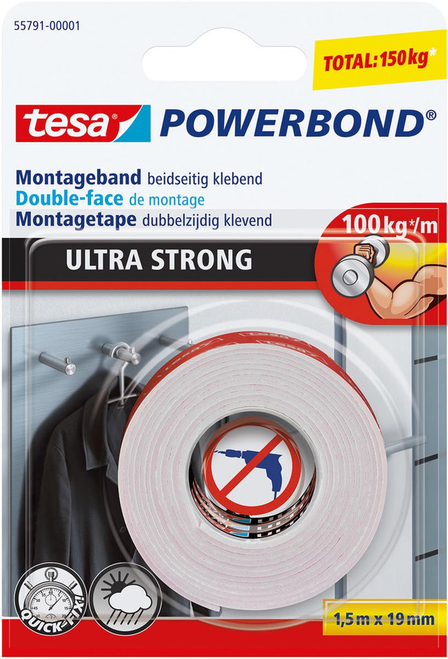 Tesa - Montagee ® Powerbond Ultra strong double-sided 5mx19mm white
