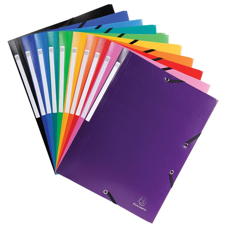 Exacompta - elasto folder 10 assorted colors: black, dark blue, light blue, turquoise, green, yellow, o...