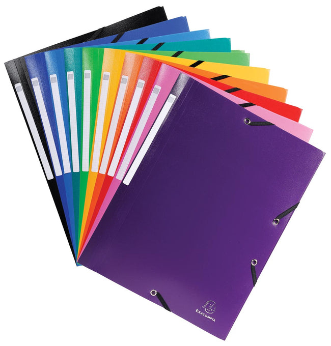 Exacompta - carpeta elasto 10 colores surtidos: negro, azul oscuro, celeste, turquesa, verde, amarillo, o...