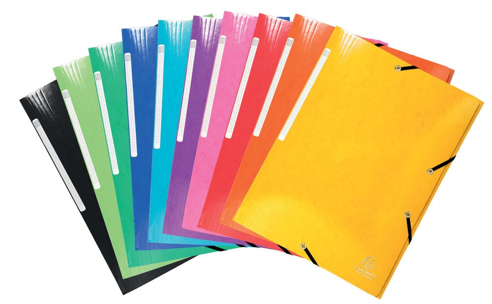 Exacompta -  Iderama elastomap met 3 kleppen, met rugetiket, geassorteerde kleuren