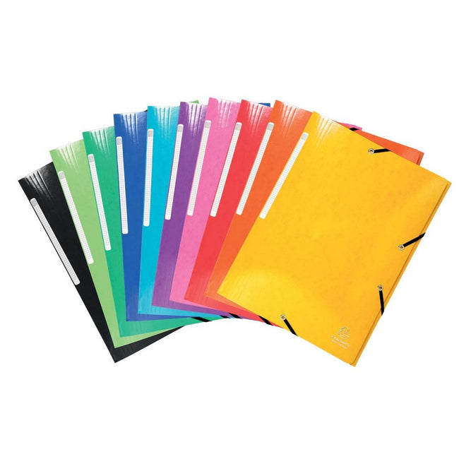 Exacompta - Iderama elasto folder with 3 flaps, with spine label, assorted colours