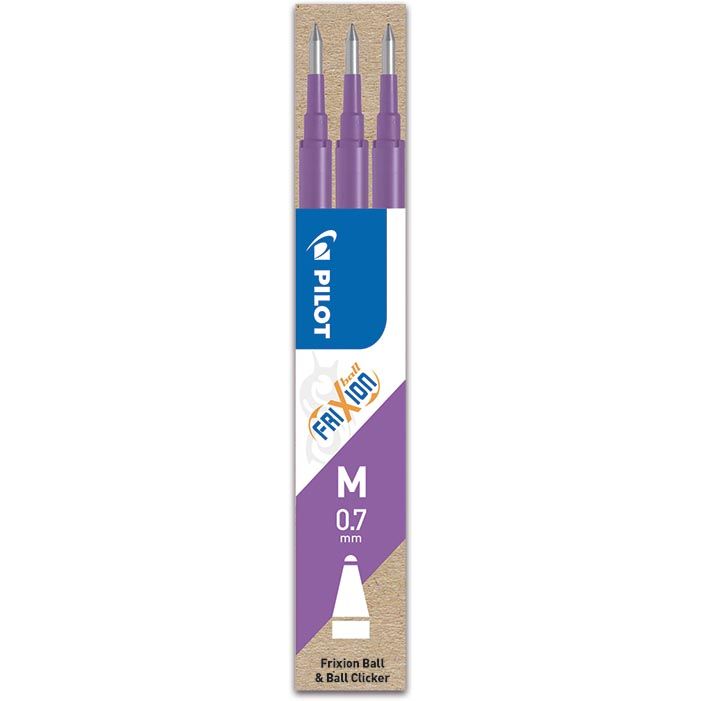 Pilot -  vulling voor Frixion Ball en Frixion ball clicker paars, doosje met 3 stuks
