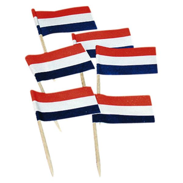 Cocktailprikker vlag wapper rood/wit/blauw 500 stuks